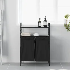 vidaXL Wasmand 2 vakken met planken grijs sonoma eiken
