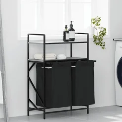 vidaXL Wasmand 2 vakken met planken grijs sonoma eiken