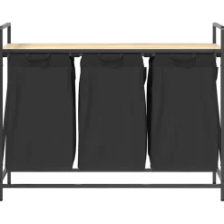 vidaXL Wasmand 3 vakken met plank sonoma eikenkleurig