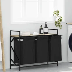 vidaXL Wasmand 3 vakken met plank sonoma eikenkleurig