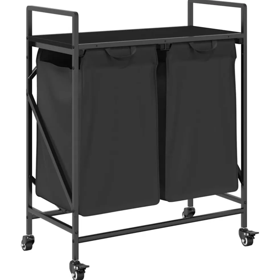 vidaXL Wasmand 3 vakken met planken sonoma eikenkleurig
