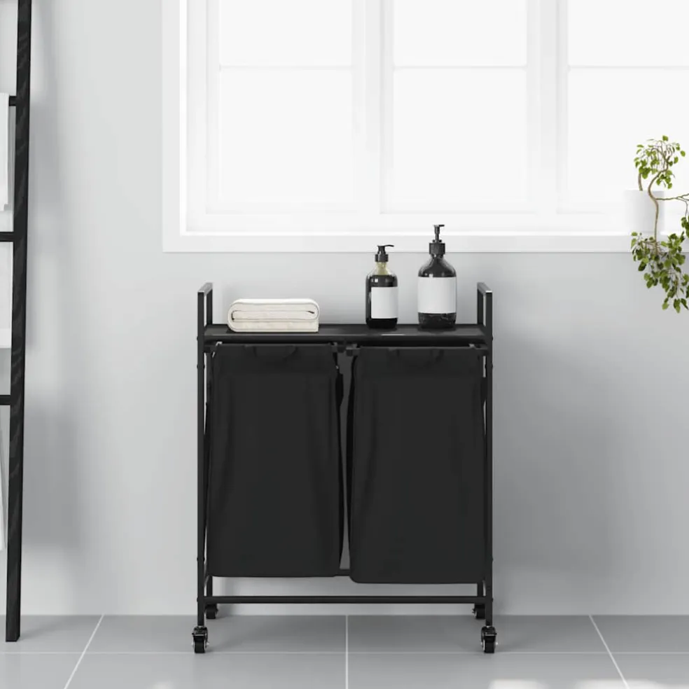 vidaXL Wasmand 3 vakken met planken sonoma eikenkleurig
