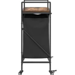 vidaXL Wasmand 2 vakken met planken gerookt eikenkleurig