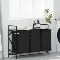 vidaXL Wasmand 3 vakken met plank grijs sonoma eiken