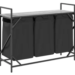 vidaXL Wasmand 3 vakken met plank grijs sonoma eiken