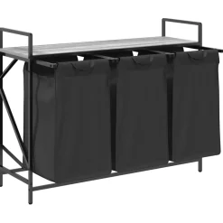 vidaXL Wasmand 3 vakken met plank grijs sonoma eiken