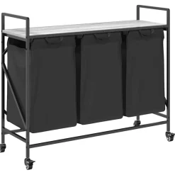 vidaXL Wasmand 3 vakken met planken grijs sonoma eiken