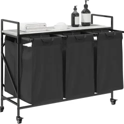 vidaXL Wasmand 3 vakken met planken grijs sonoma eiken