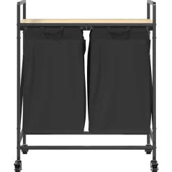 vidaXL Wasmand 2 vakken met plank grijs sonoma eiken