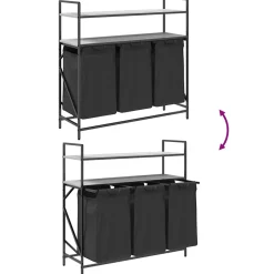 vidaXL Wasmand 3 vakken met planken grijs sonoma eiken
