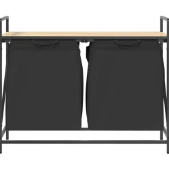 vidaXL Wasmand 2 vakken met plank sonoma eikenkleurig