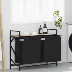 vidaXL Wasmand 2 vakken met plank sonoma eikenkleurig