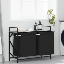 vidaXL Wasmand 2 vakken met plank grijs sonoma eiken