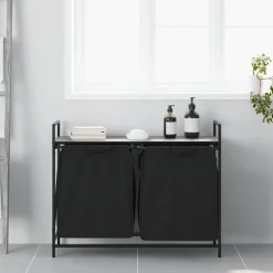 vidaXL Wasmand 2 vakken met plank grijs sonoma eiken