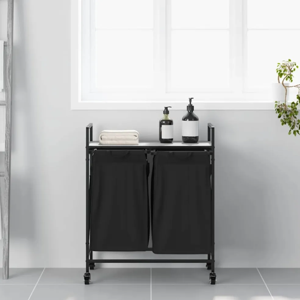 vidaXL Wasmand 2 vakken met planken grijs sonoma eiken