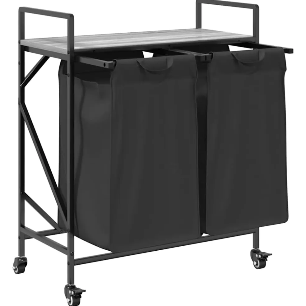 vidaXL Wasmand 2 vakken met planken grijs sonoma eiken