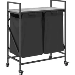 vidaXL Wasmand 2 vakken met planken grijs sonoma eiken