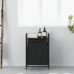 vidaXL Wasmand 1 vak met plank gerookt eikenkleurig