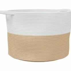 vidaXL Wasmand Ø 55x36 cm katoen beige en wit
