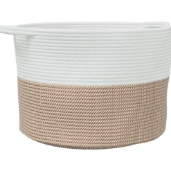vidaXL Wasmand Ø 55x36 cm katoen bruin en wit