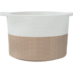 vidaXL Wasmand Ø 55x36 cm katoen bruin en wit