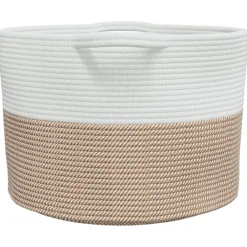 vidaXL Wasmand Ø 55x36 cm katoen bruin en wit