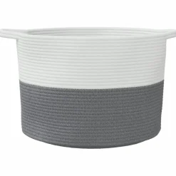 vidaXL Wasmand Ø 55x36 cm katoen grijs en wit