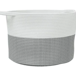 vidaXL Wasmand Ø 55x36 cm katoen grijs en wit