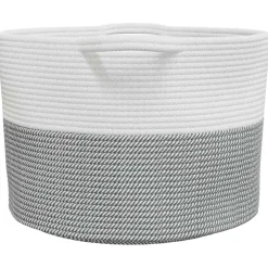 vidaXL Wasmand Ø 55x36 cm katoen grijs en wit