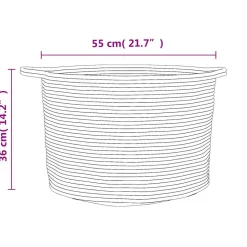 vidaXL Wasmand Ø 55x36 cm katoen grijs en wit