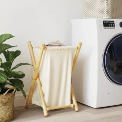 vidaXL Wasmand 41,5x36x63,5 cm bamboe crèmewit