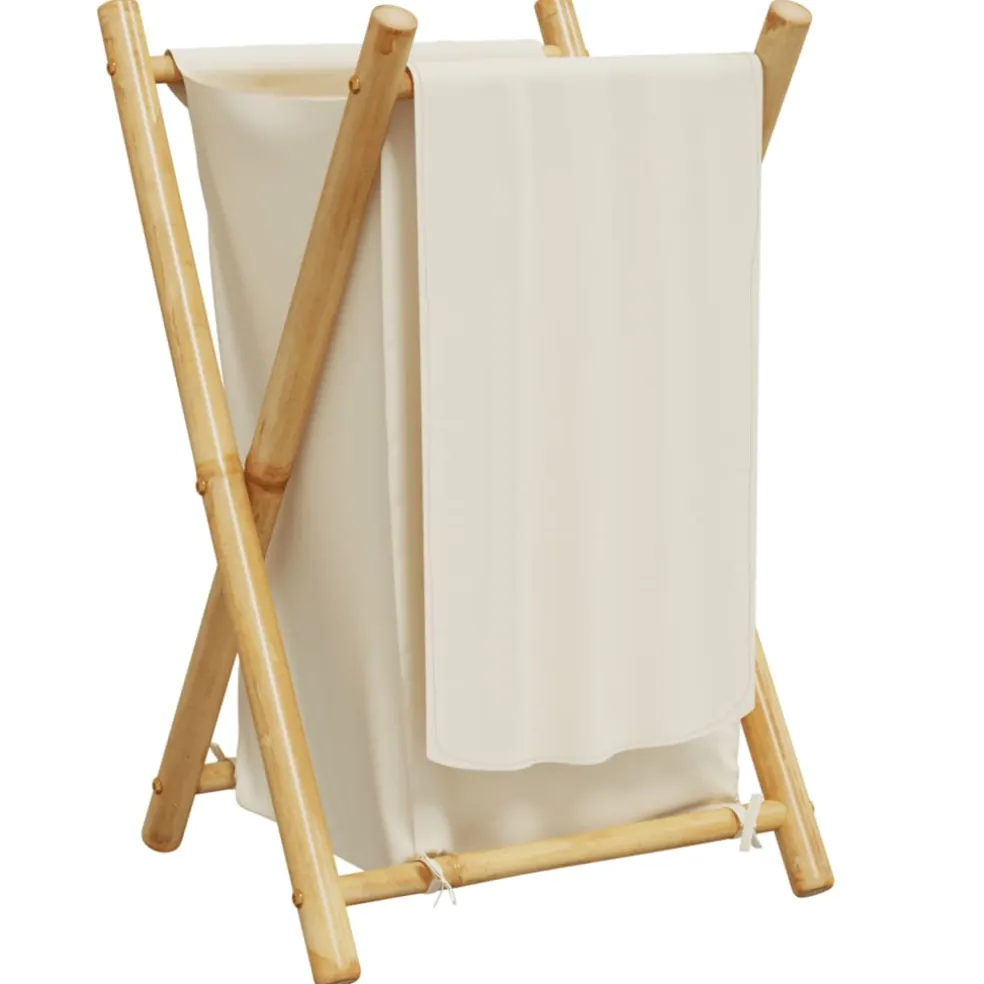 vidaXL Wasmand 41,5x36x63,5 cm bamboe crèmewit