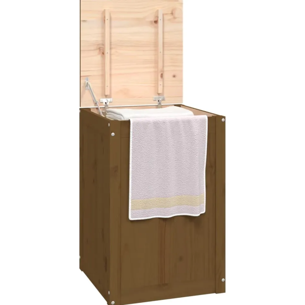 vidaXL Wasmand 44x44x66 cm massief grenenhout honingbruin