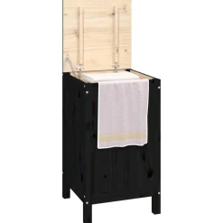 vidaXL Wasmand 44x44x76 cm massief grenenhout zwart