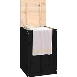 vidaXL Wasmand 44x44x66 cm massief grenenhout zwart