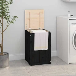 vidaXL Wasmand 44x44x66 cm massief grenenhout zwart