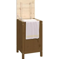 vidaXL Wasmand 44x44x76 cm massief grenenhout honingbruin