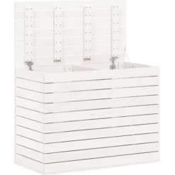 vidaXL Wasmand 88,5x44x66 cm massief grenenhout wit
