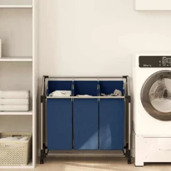 vidaXL Wassorteerder met 3 zakken staal blauw