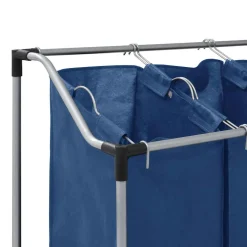 vidaXL Wassorteerder met 3 zakken staal blauw