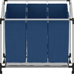 vidaXL Wassorteerder met 3 zakken staal blauw