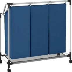vidaXL Wassorteerder met 3 zakken staal blauw