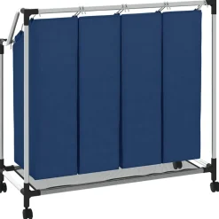 vidaXL Wassorteerder met 4 zakken staal blauw