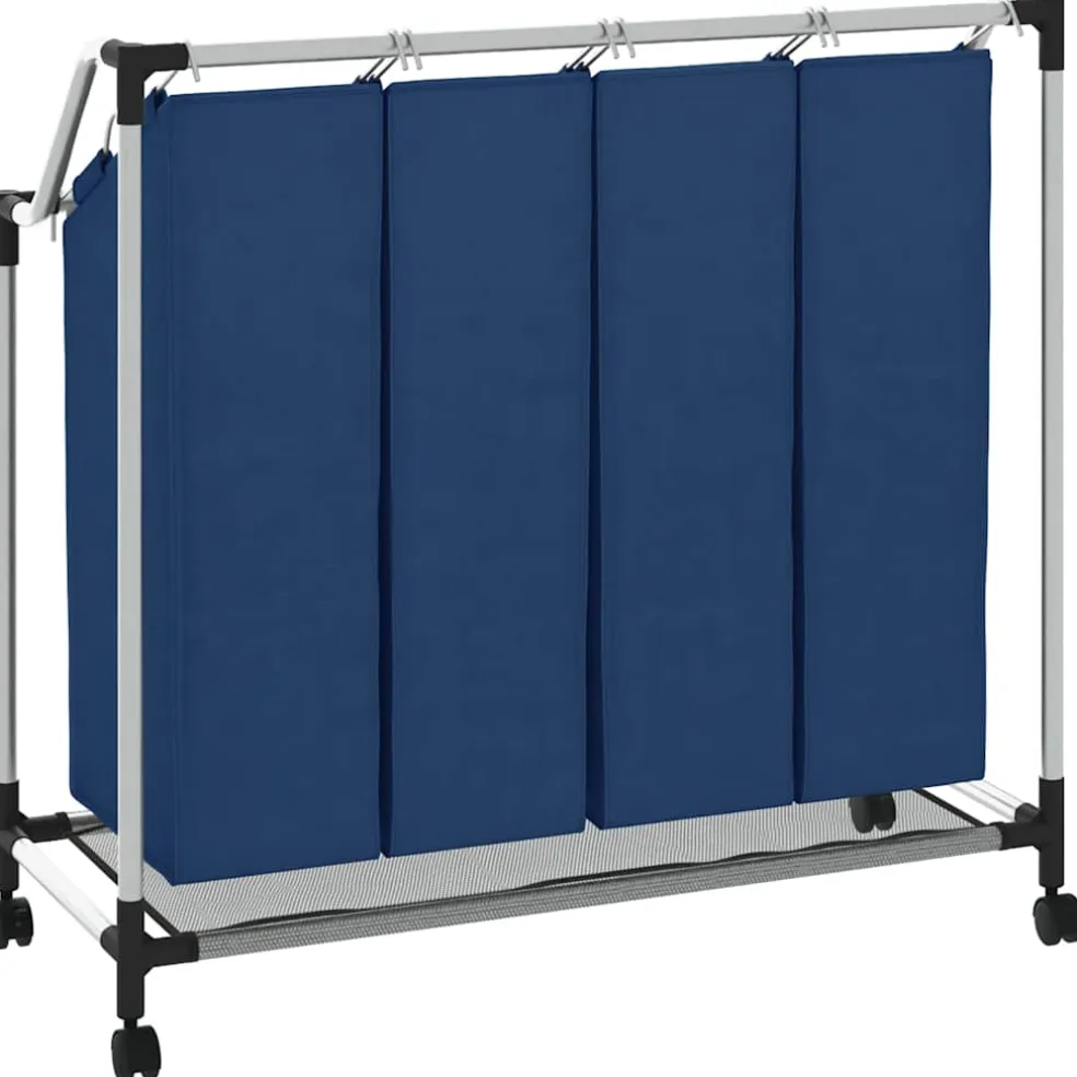 vidaXL Wassorteerder met 4 zakken staal blauw