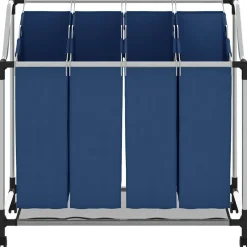 vidaXL Wassorteerder met 4 zakken staal blauw