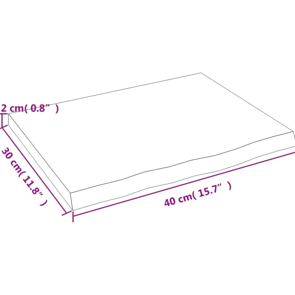 vidaXL Wastafelblad 40x30x2 cm behandeld massief hout donkerbruin