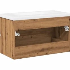 vidaXL Wastafelkast met ingebouwde wasbak artisanaal eikenkleurig