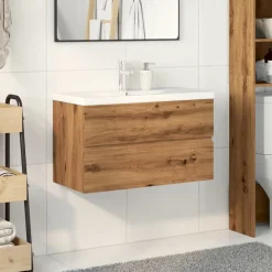 vidaXL Wastafelkast met ingebouwde wasbak artisanaal eikenkleurig