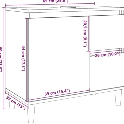 vidaXL wastafelkast 65x33x60 cm bewerkt hout betongrijs