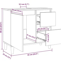 vidaXL wastafelkast 65x33x60 cm bewerkt hout betongrijs